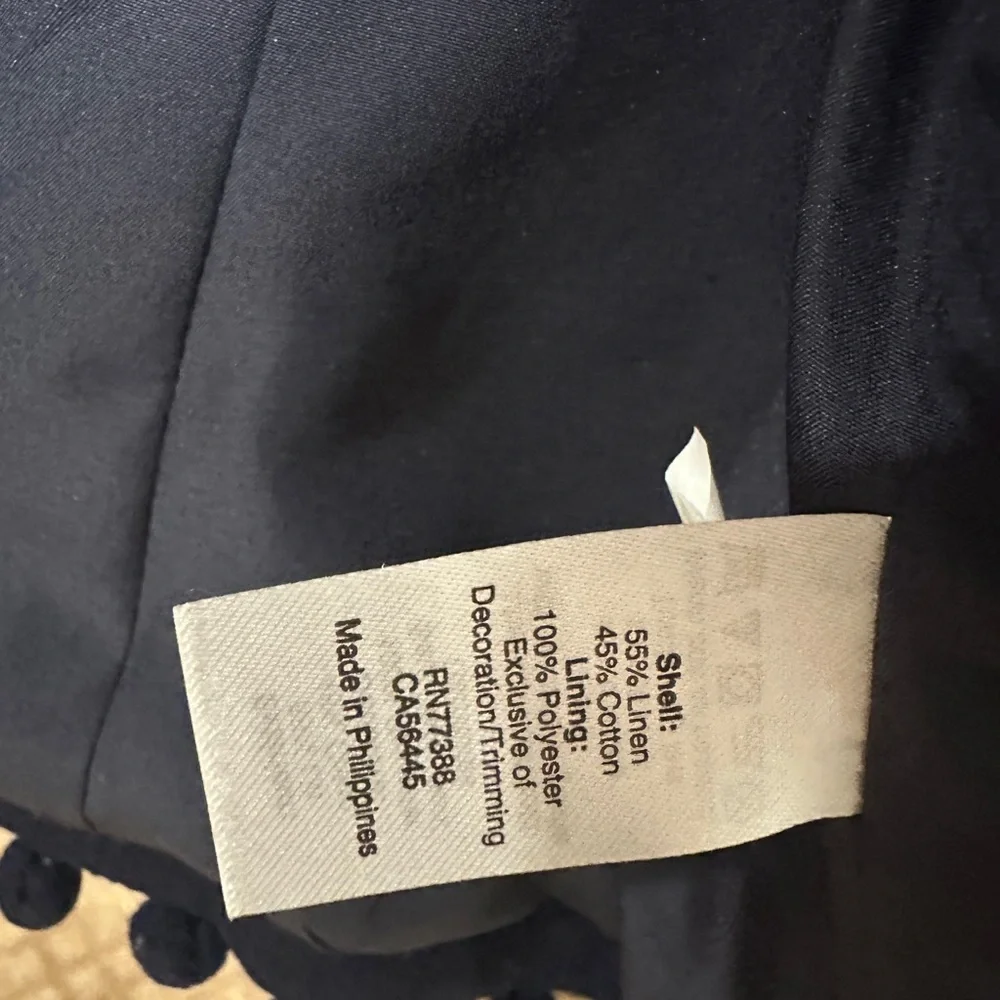 J.Crew Women's Navy Linen Cotton Jacket with Pom-Pom Trim - Size XS